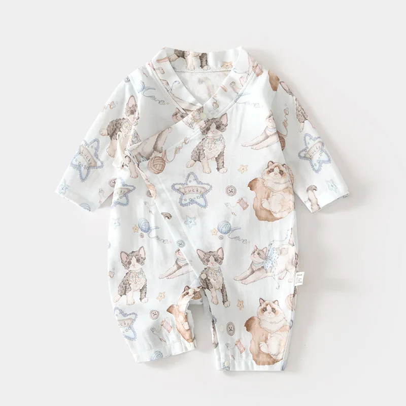 

Baby Gauze Jumpsuit Baby Summer Romper Long Sleeve Bamboo Fiber Romper Children Summer Air Conditioning Room Clothes Newborn