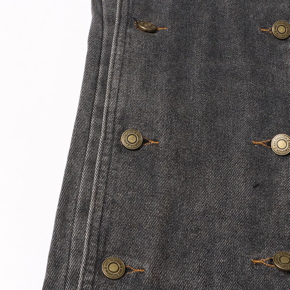 VGH Solid Patchwork Button Denim Trousers For Women High Waist Spliced Pocket Minimalist Straight Pants Female Fashion Style New