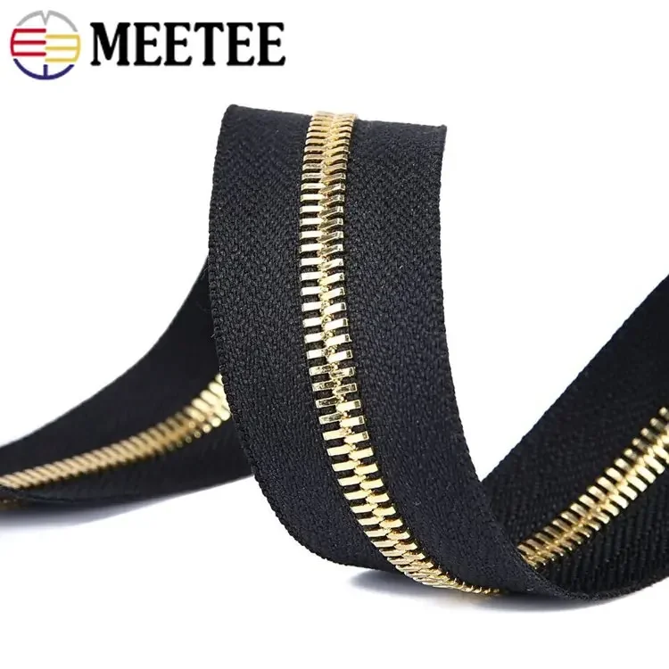 Meetee 2/5Meters 5# Metal Zippers Double Pull Zips Garment Luggage Zipper Repair Kit Clothing Sewing Accessories No Slider