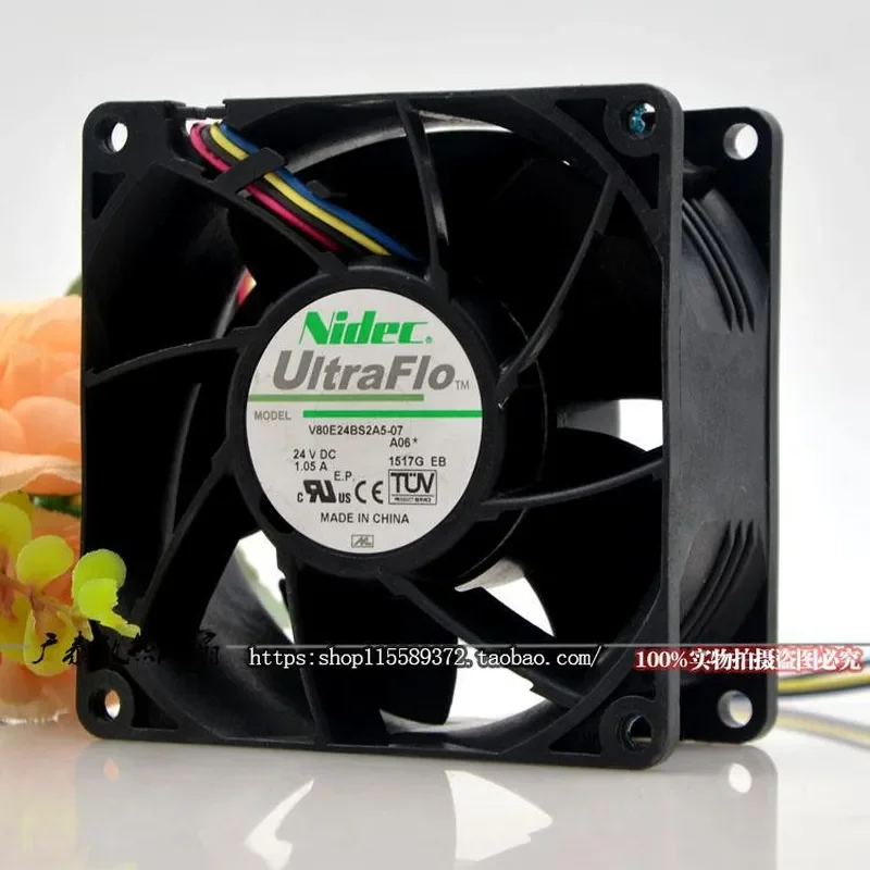 for NIDEC Inverter 4 Wire Fan 8038 24V 1.05A V80E 24BS2A5-07 Japan New Arrival High Performance Cooling Blower