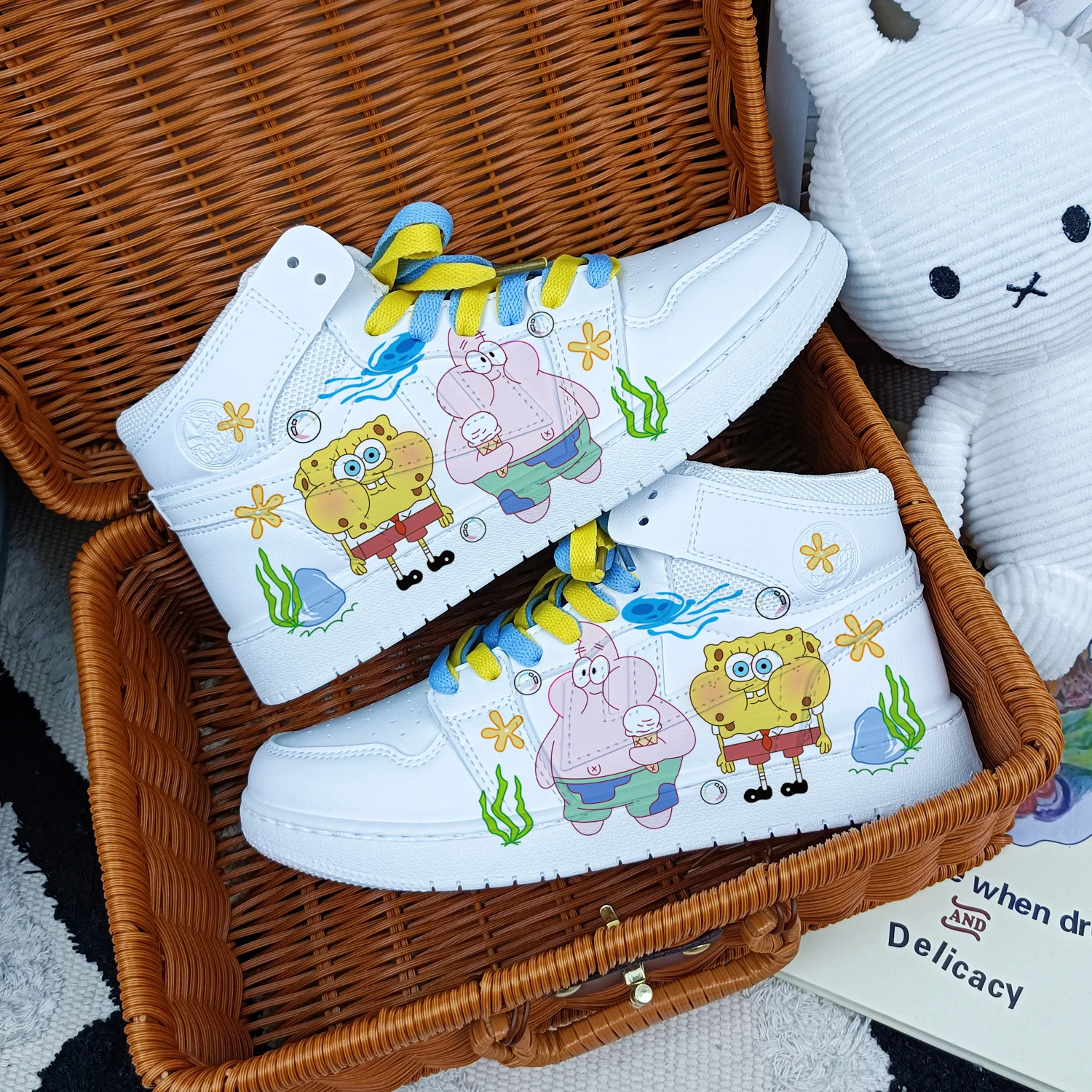 New cartoon Original SpongeBob SquarePants princess cute Casual shoes soft sports shoes for girlfriend gift EU size 35-44