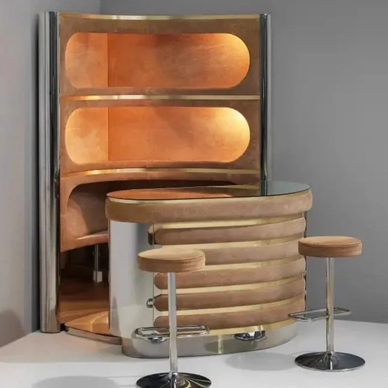 

Italian light luxury triangle wall wine cabinet designer villa home retro locker luxury art storage high cabinet