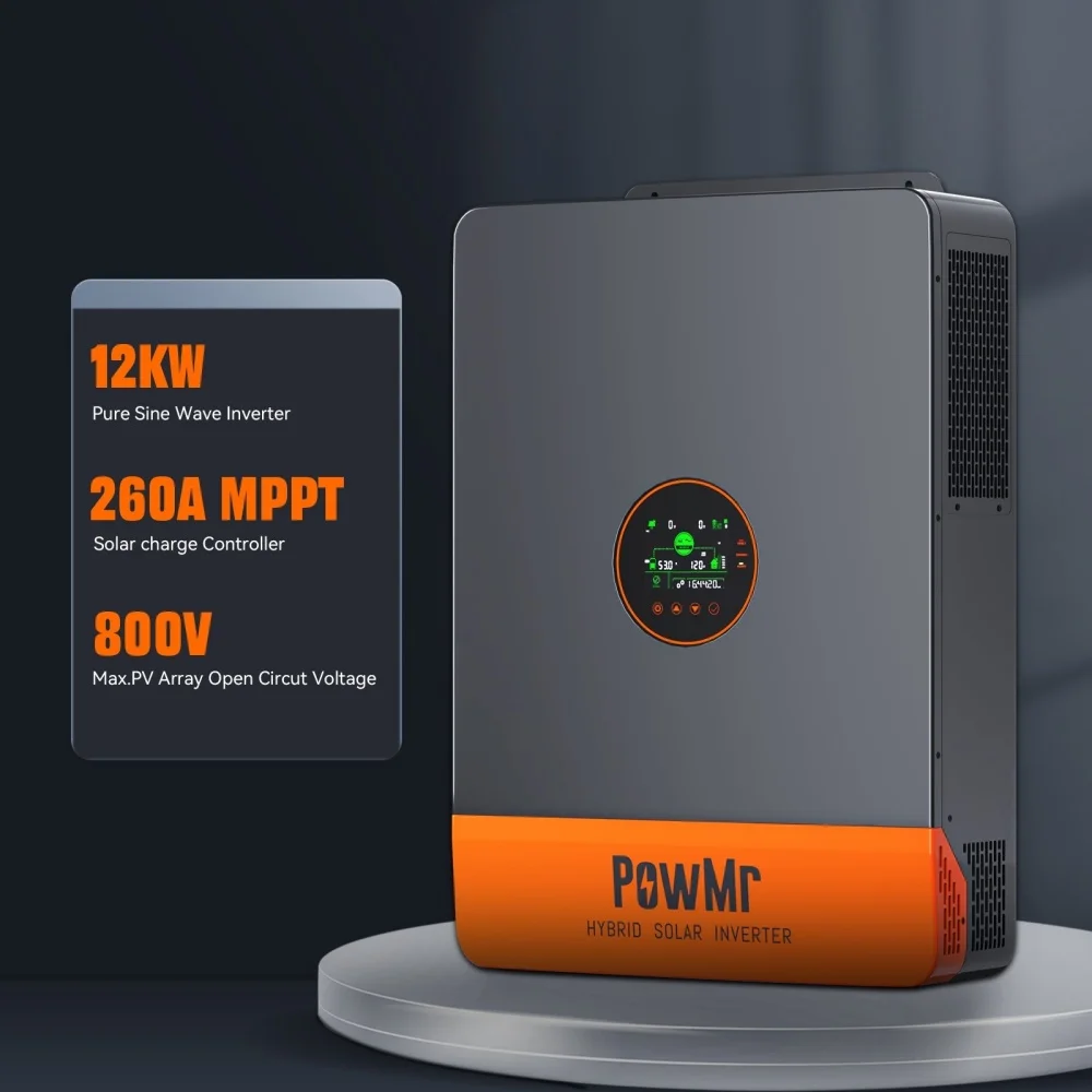 PowMr 12KW 48V Inverter 230V/400V Three Phase Max PV 800V With MPPT 260A Up to 6 Units Parallel Pure Sine Wave Inverter USAstore