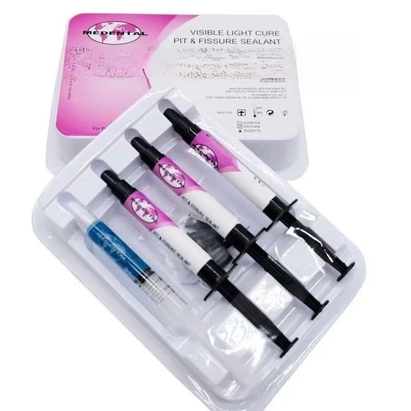 2g/tubo de materiales dentales, conjunto de agente de sellado de fisuras de curado por luz Oral, grabado automático de ácido, agente de sellado de fisuras de grabado completo