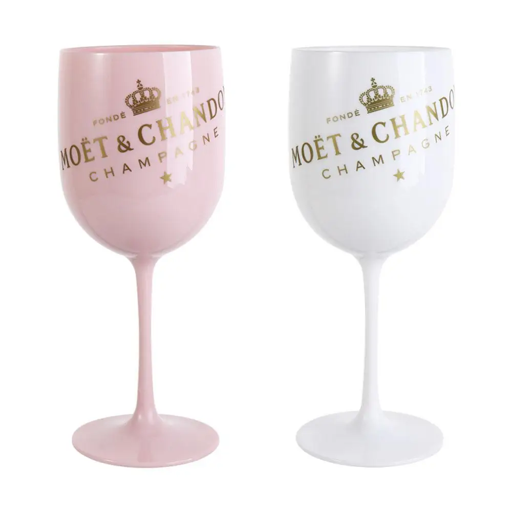 16oz Plastic Wine Cup White Pink Champagne Cocktail Champagne Cup Goblet Wedding Party Supplies Portable Reusable Home Bar Mug