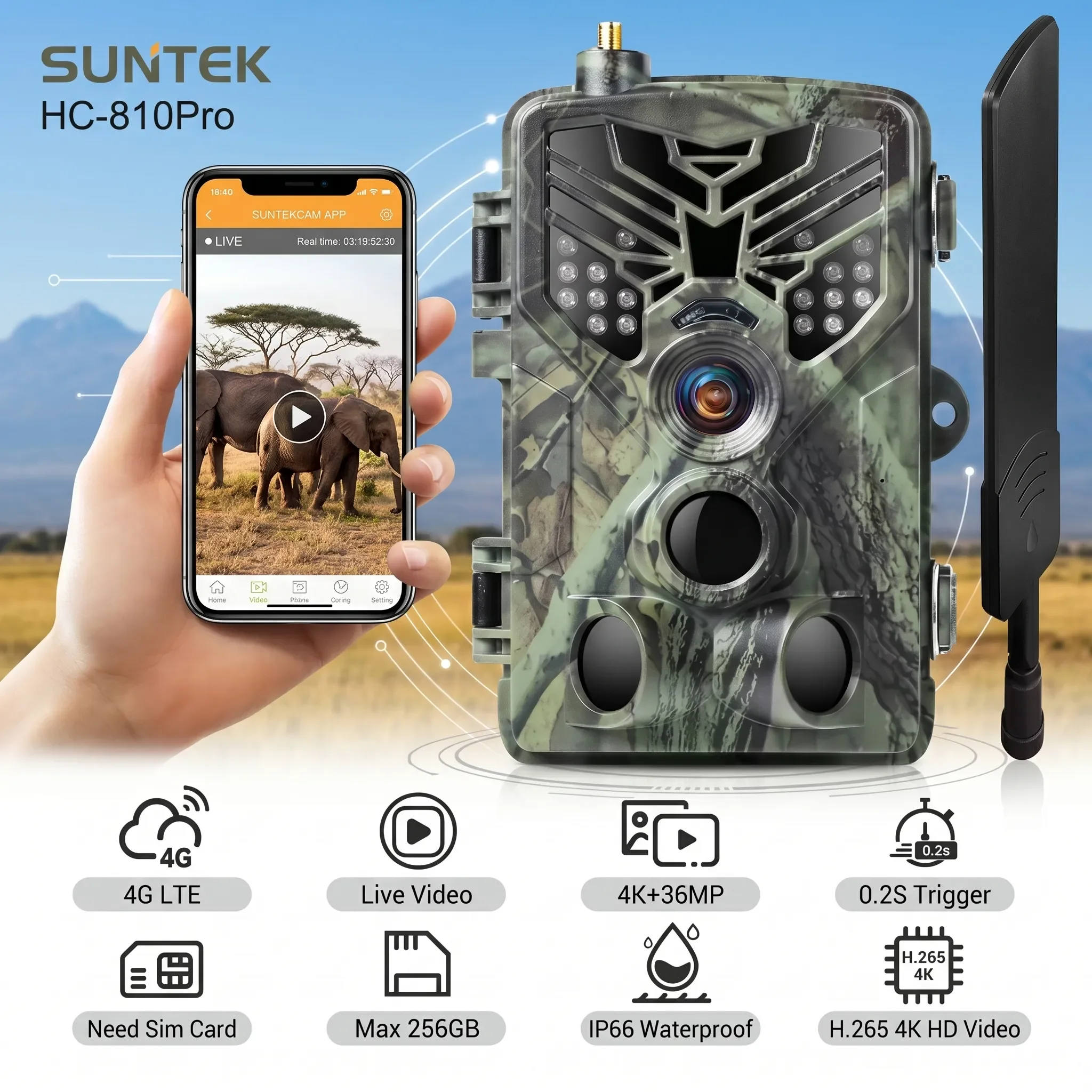 suntekcam-hc-810pro-4k-36mp-wireless-camera-night-vision-live-stream-free-app-cloud-service-ftp-email-support-for-wild-hunting