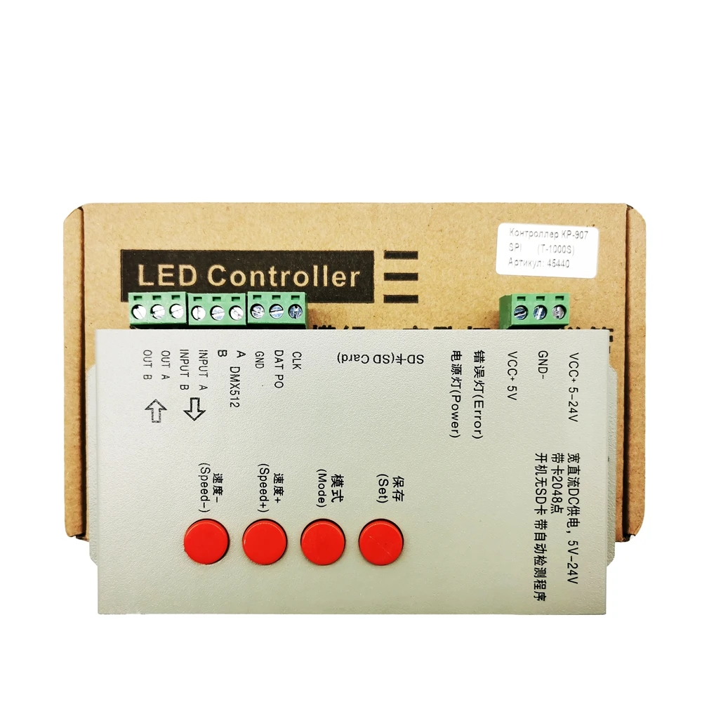 DC5-24V T1000S Led Controller For Individually Addressable Pixels Panel Strip Light With Buttons SD Card Programmable Animation