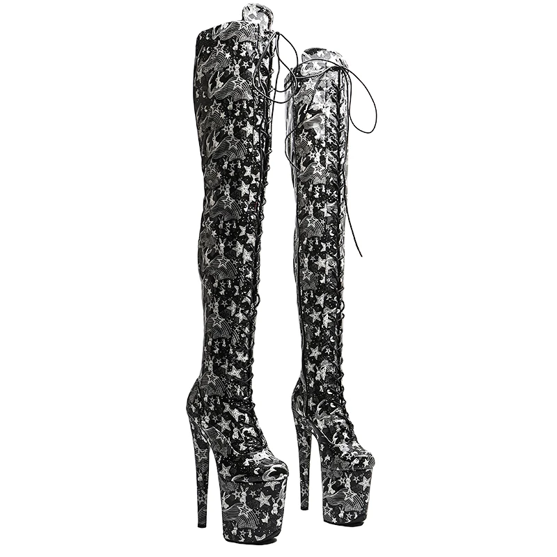 LAIJIANJINXIA New Fashion 20CM/8Inches Pole Dancing Shoes High Heel Platform Over-the-Knee Women's Modern Boots