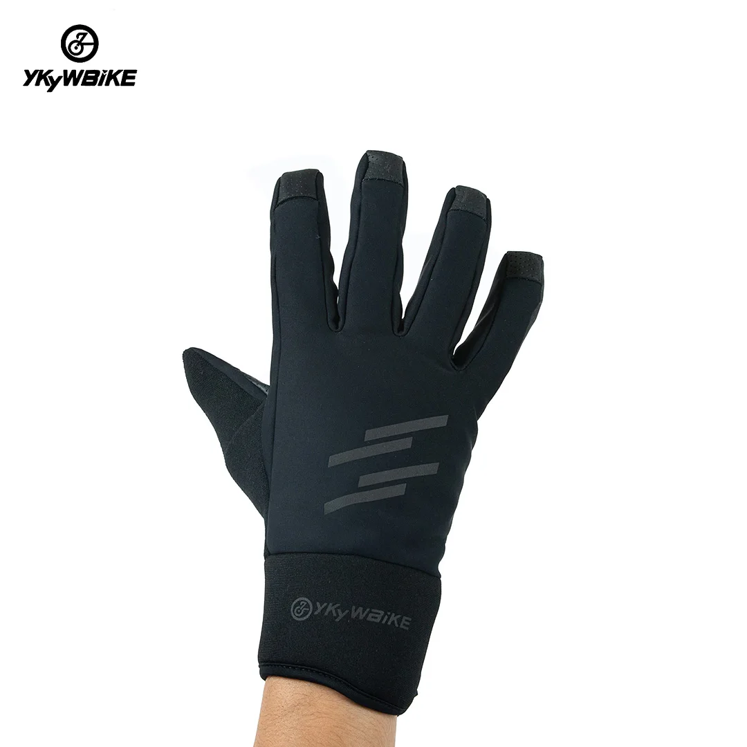 YKYWBIKE Cycling  Gloves Men Winter Thermal Fleece Full Finger Waterproof Windproof  Bicycle Gloves For Pads Touch Screen