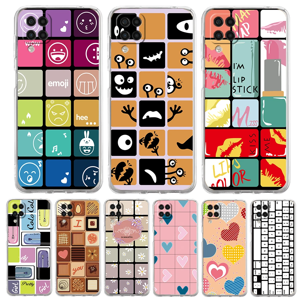 Grid Art Fashion Funny Phone Case for Samsung A17 A13 A15 A25 A35 A37 A57 A51 A55 A71 A41 A23 A53 A73 5G A05s A07 4G Cover