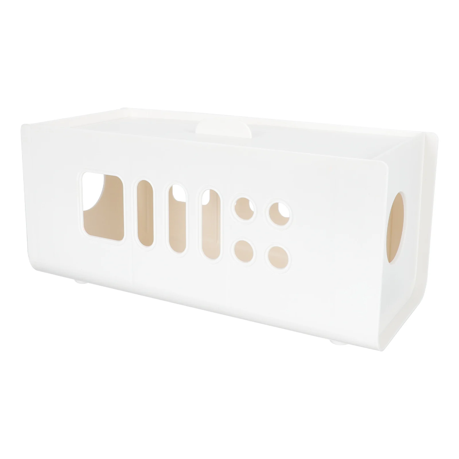 

Power Cord Storage Box Cable Manager White Holder for Desk Home Office ganizer Container Line Hole HIPS Plastic Socket Box