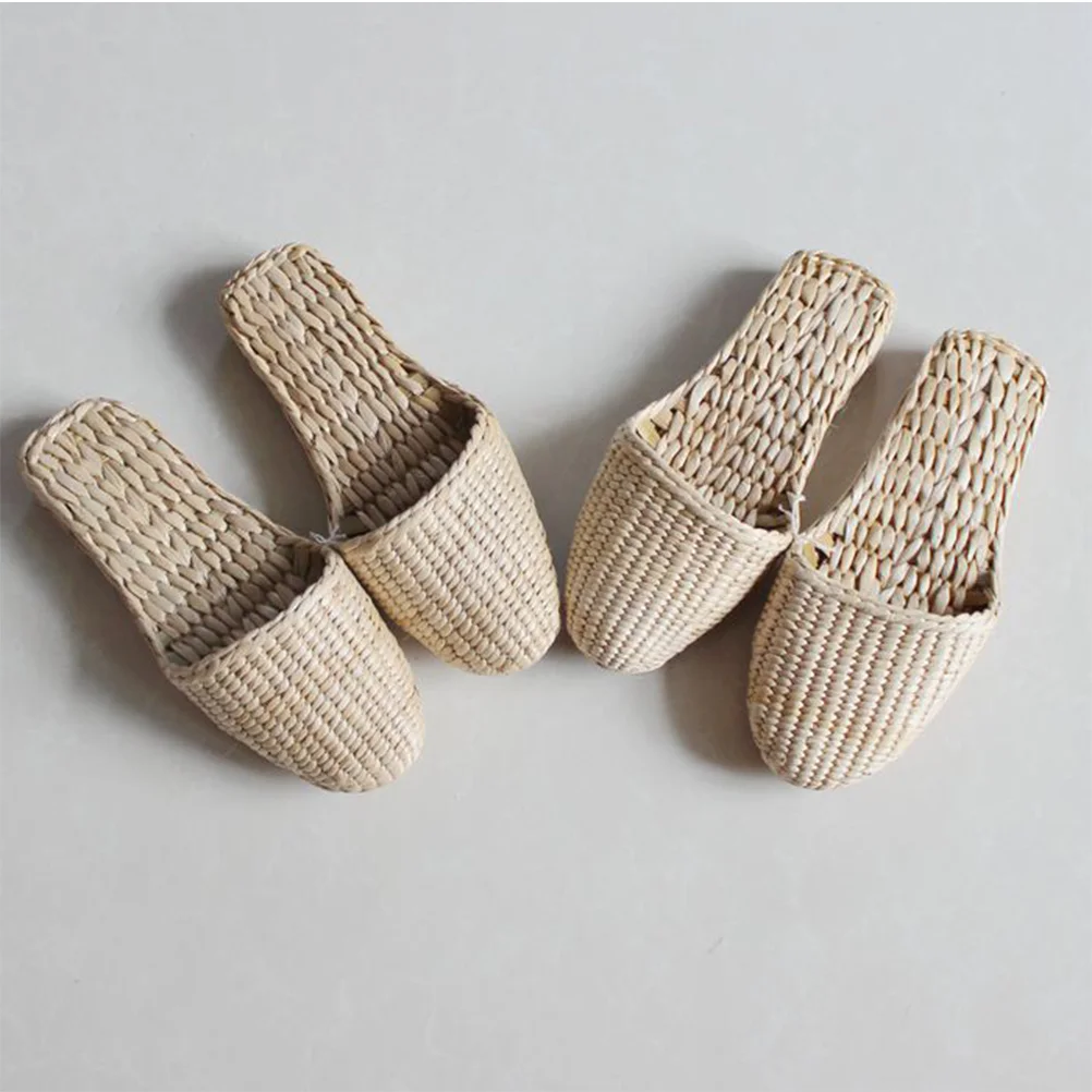 

EU Size Sandals Lightweight Breathable Slipper Knitting Slippers Household Straw