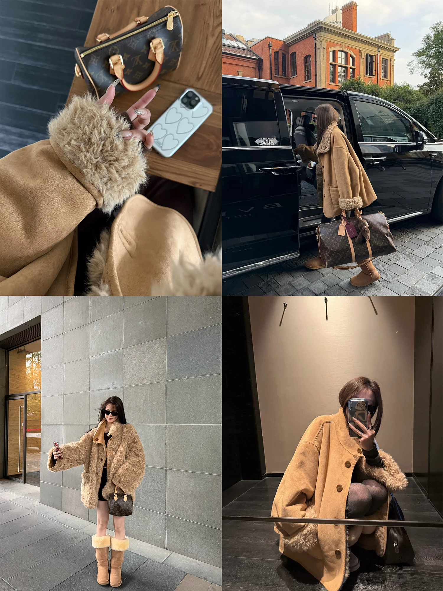 

Женская двусторонняя свободная шуба из искусственного меха под замшу (искусственная кожа) из экологически чистых материалов