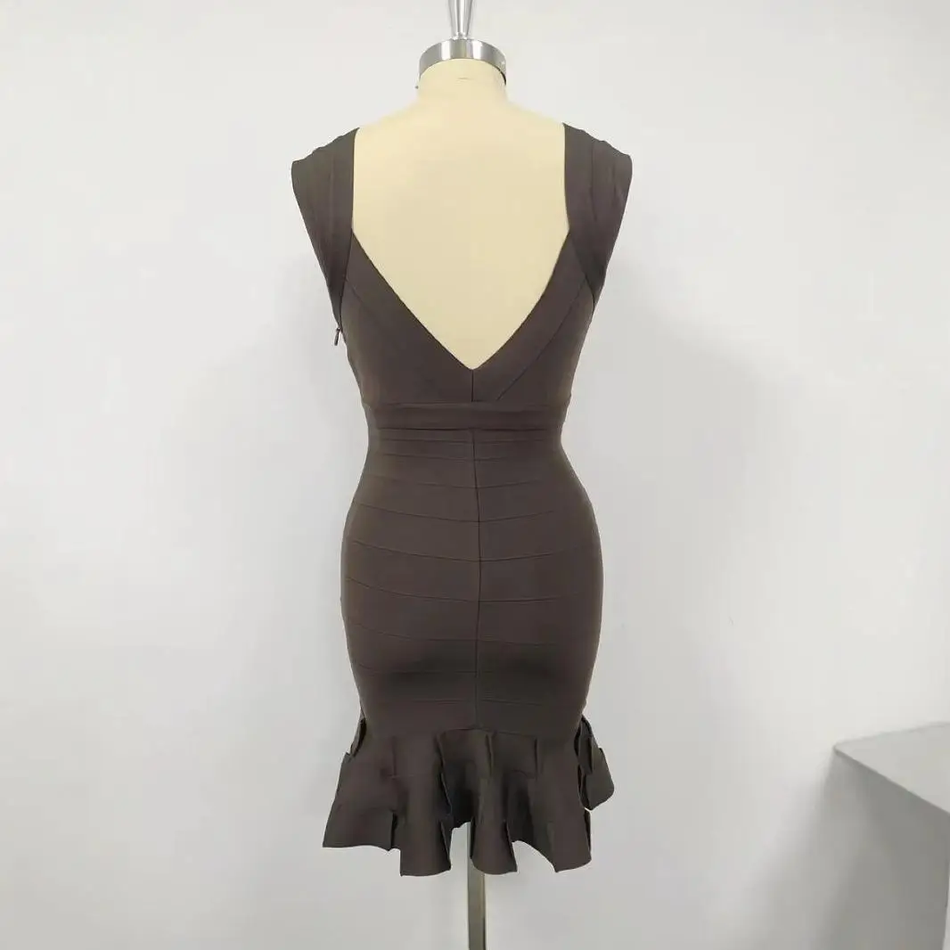 Vestido Sexy Estilo Pure Desire, Falda Corta Ajustada, Cintura Cruzada, Estilo Deado, Talla Pequeña, Ropa Formal, Tela de N...