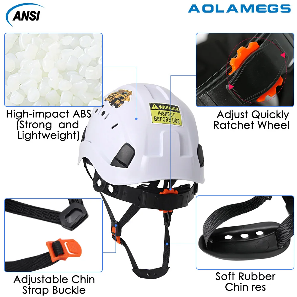 CE Safety Helmet w/ Visor Built In Goggles and 50Pcs DIY Stickers ABS Construction Hard Hat ANSI Protective Rescue Work Cap Set