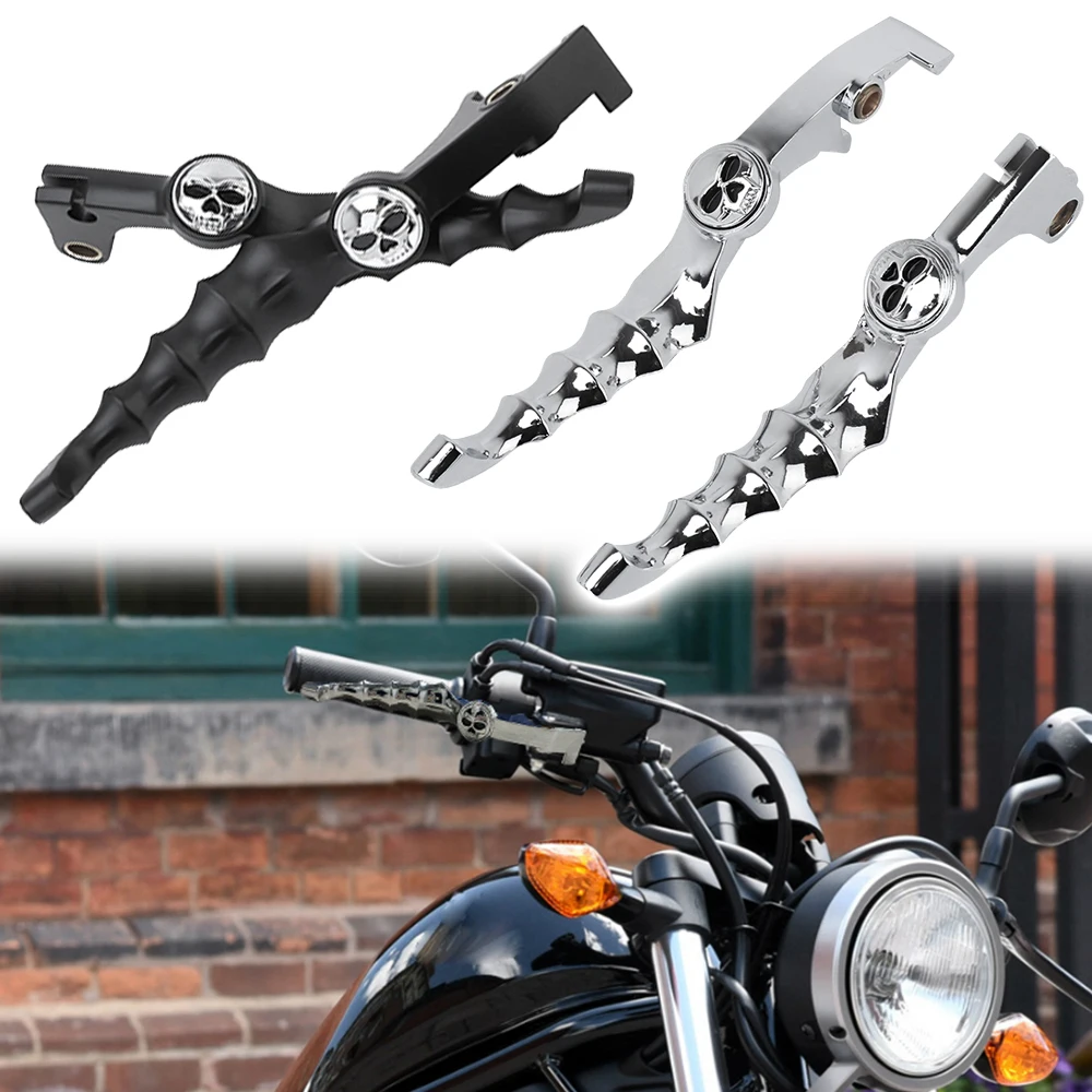 1 Pair Black Chrome Motorcycle Skull Zombie Handle Brake Clutch Levers For Honda Rebel CMX 300 500 CMX300 CMX500 2017-2023