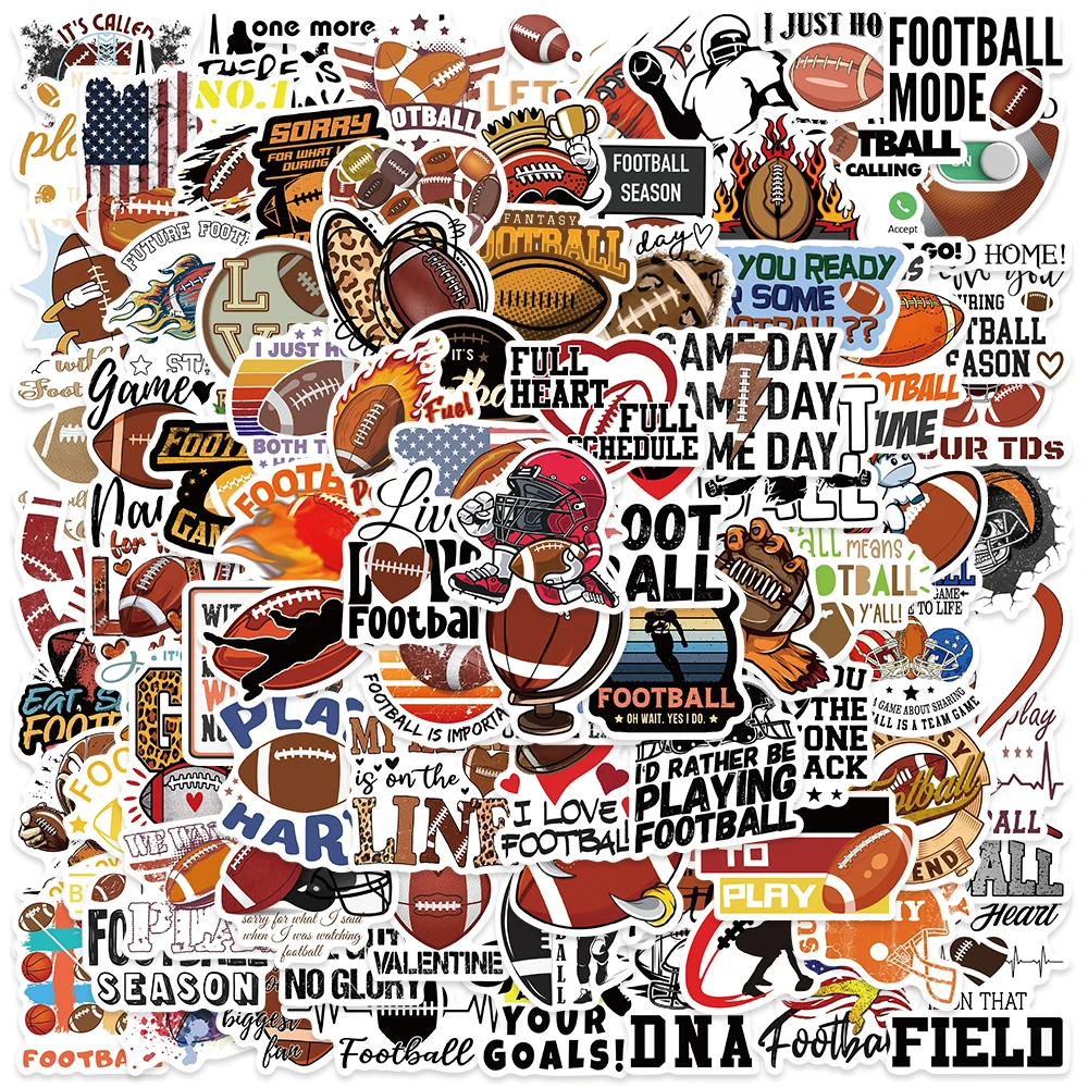 

50/100pcs Funny Cartoon Sport American Football Rugby Stickers For Luggage Laptop Guitar Phone Diary Waterproof Graffiti Decals