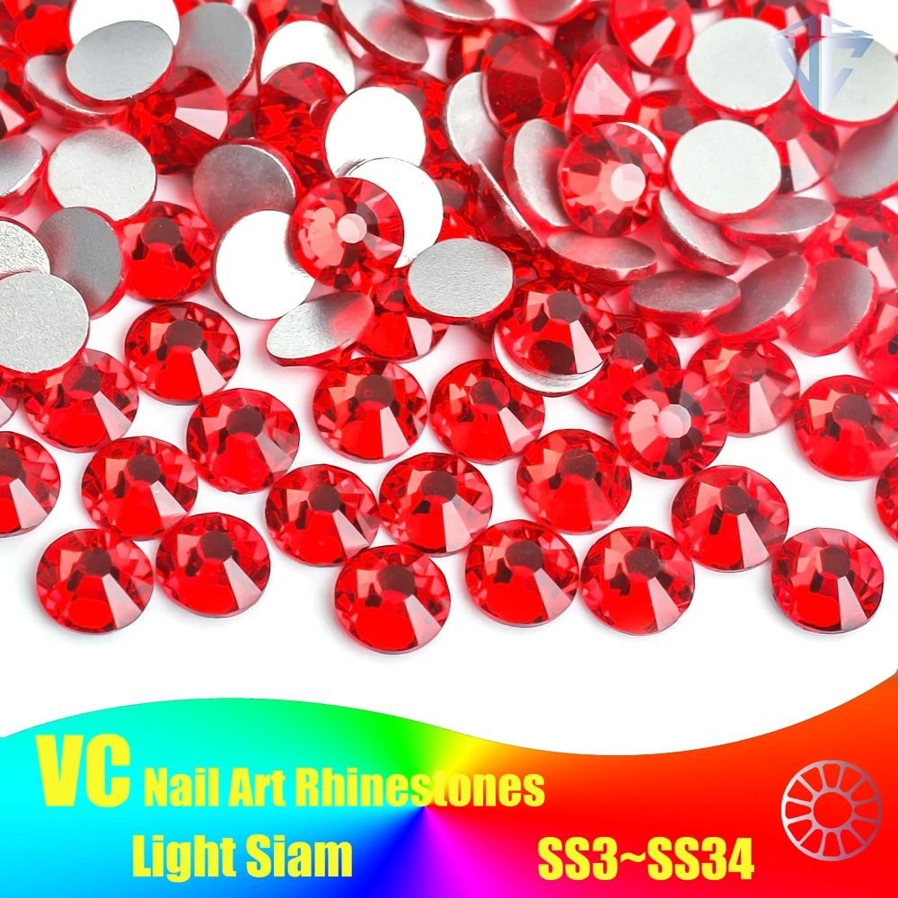 Light Siam Non Hot Fix Rhinestones Flatback Glass Crystal Glitter Strass 3D Nail Art Stone for Nails Shoes Bags Y2895