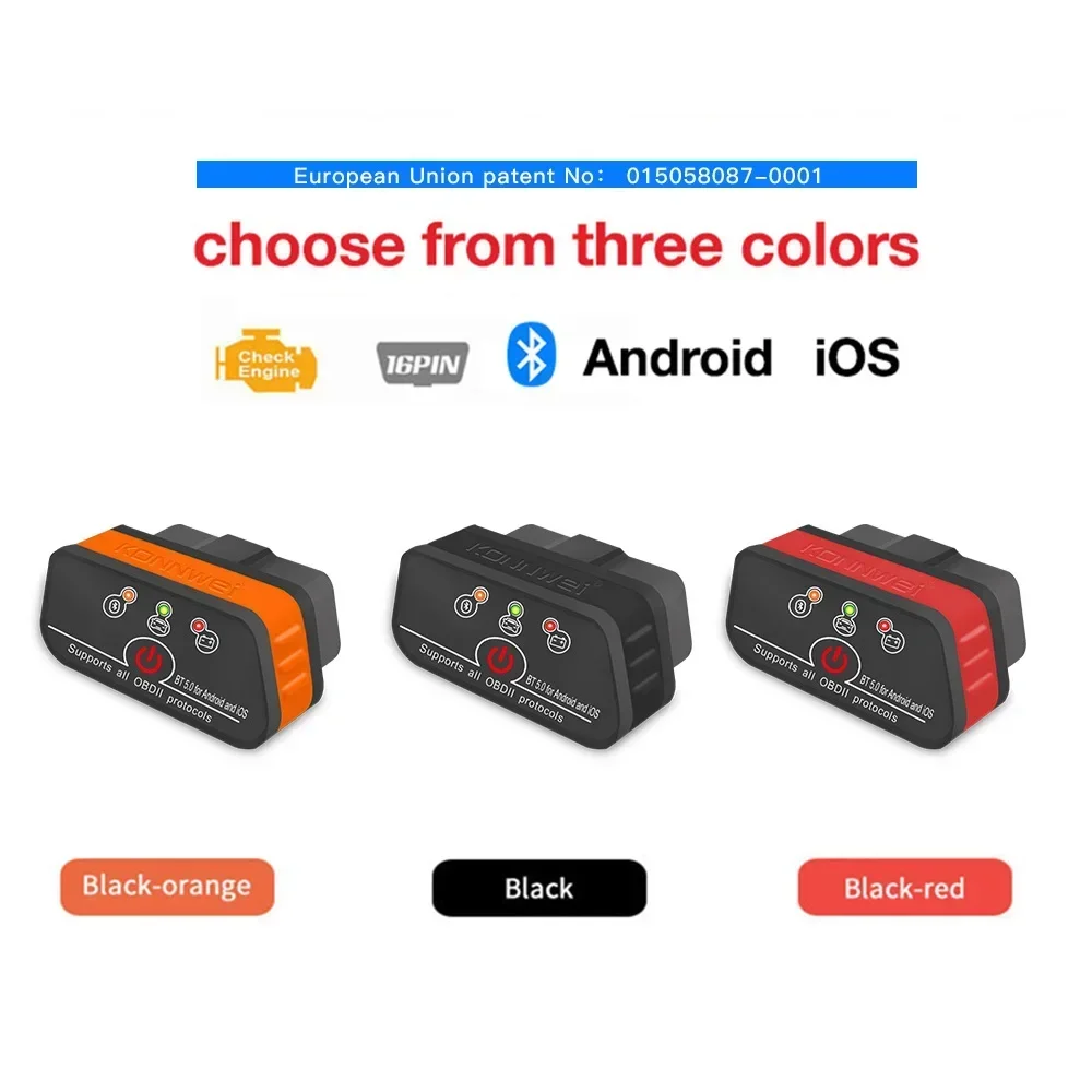 

KONNWEI KW901 ELM327 V1.5 Bluetooth 5.0 OBD2 сканер для Android/IOS OBD 2 автомобильный диагностический инструмент считыватель кодов pk Vgate ICAR2 ICAR 2