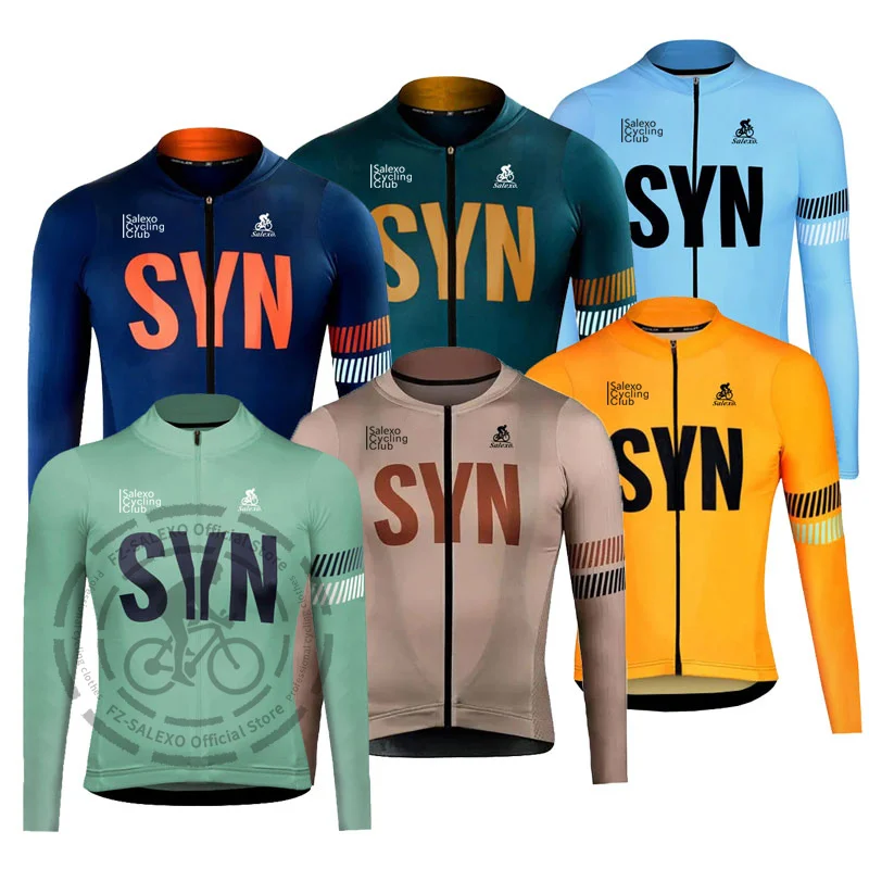 

2025 SYN Spring Autumn Cycling Jersey Men's Long Sleeve Cycling Shirts MTB Bike Tops Breathable Quick-Dry Road Bicycle Clothing