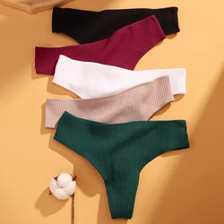 Women Cotton Panties Sexy low Elastic Low Rise Thongs G-String Breathable Underwear For Female Solid Color Lingerie