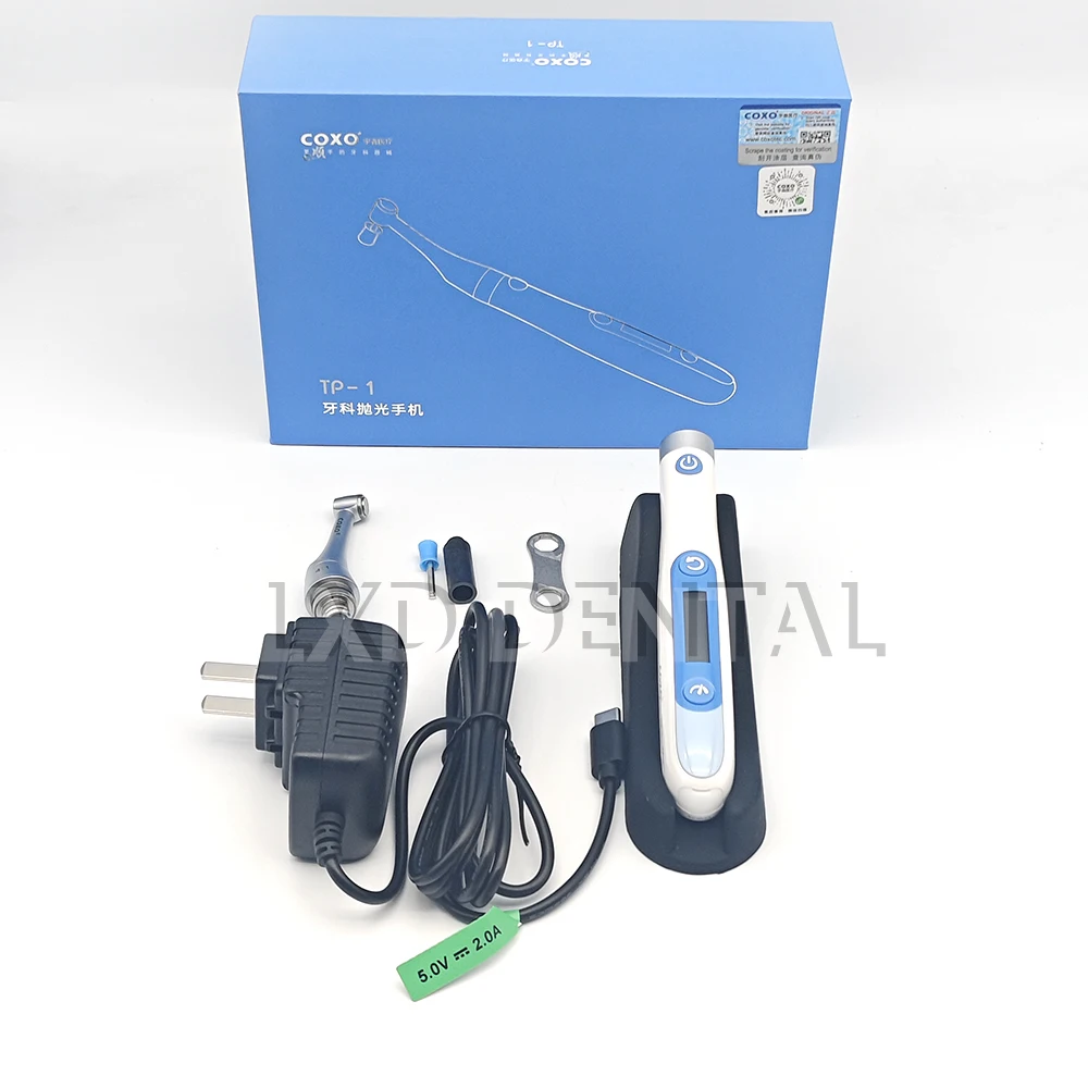 COXO TP-1 Dental Electric Polisher for Teeth Cleaning with Mini Contra Angle 500-5000r/min Dentistry Polishing Tool