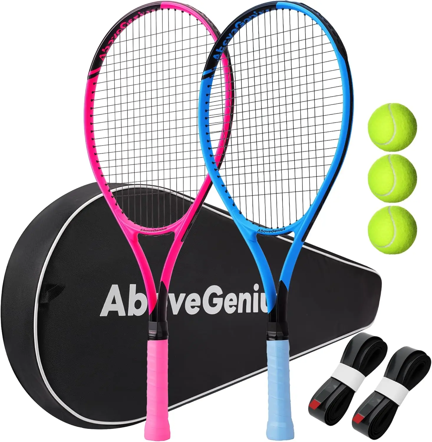 

Neon Tennis Rackets 2 Pack for Adults - Lightweight Aluminum Set with Balls & Bag, High-Visibility Finish for Beginners