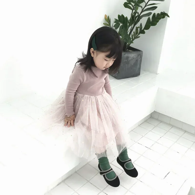 HoneyCherry New Girl Princess Dress Pentagram Long Sleeved Dress Baby Girl Clothes Kids Dresses For Girls