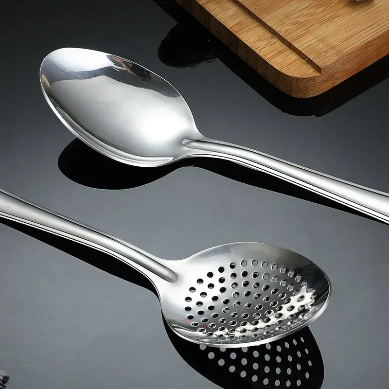 201/304 Stainless Steel Large Strainer Spoon Food Filter Skimmer Colander Long Handle Noodle Scoop Soup Spoons Home Kitchen Tool