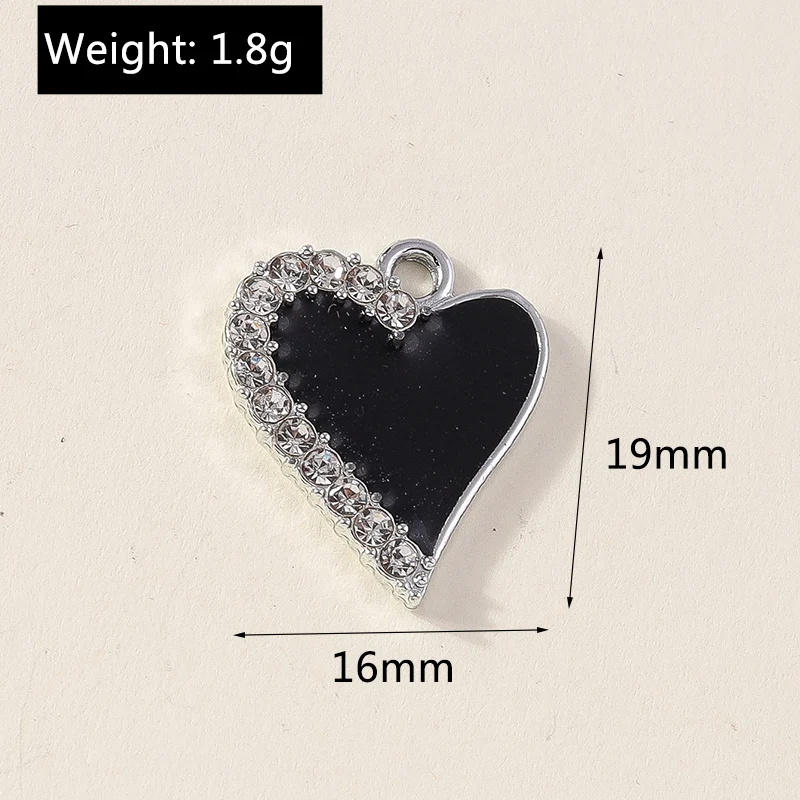 20 Stück 16x19mm Zarte Kristall-Emaille Herzanhänger für Schmuckherstellung, Ohrringe, Halsketten, Armbänder, DIY-Geschenke – Detail 1