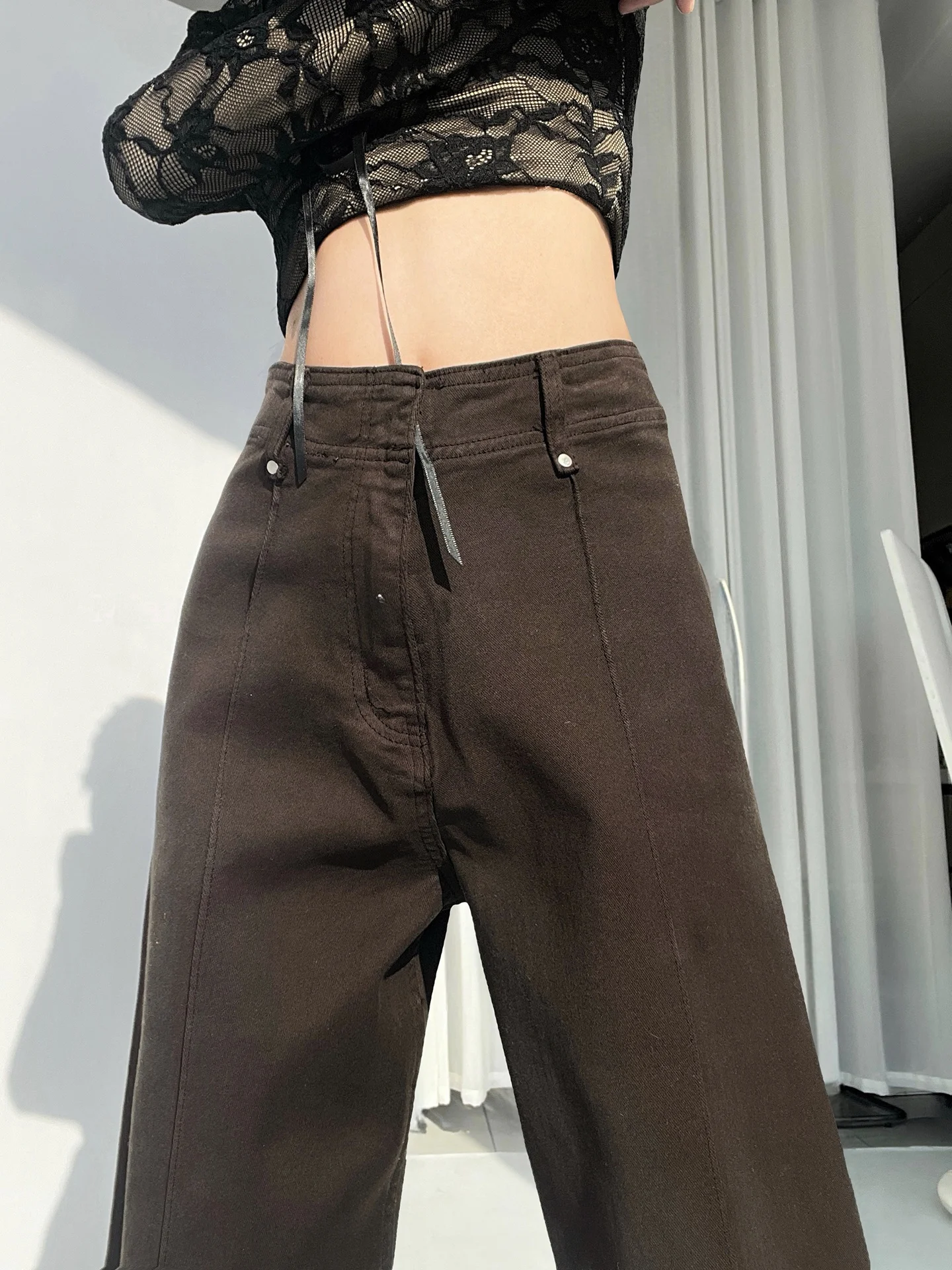 

High Waist Wide Leg Loose Fit Straight Cut Jeans Women's Spring New Sle Casual Comfortable Floor Length Trousers