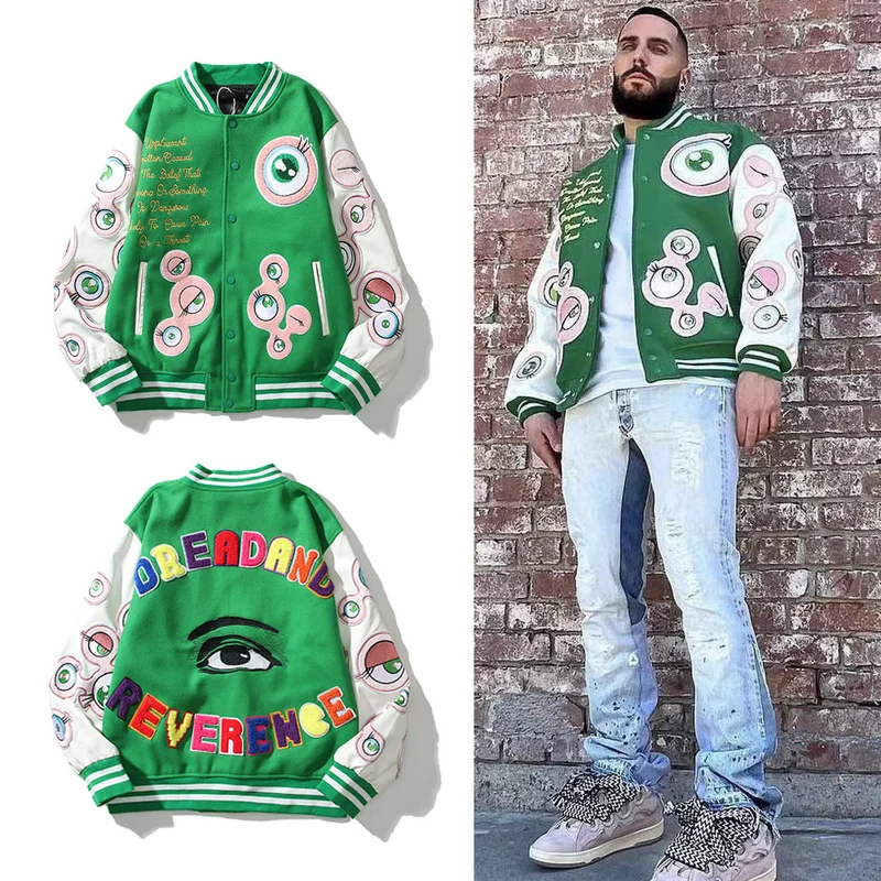

American High Street Trendy Brand Couple Jaet Baseball Stitched Bae Sweatirts Autumn Winter Men Women Outerwear