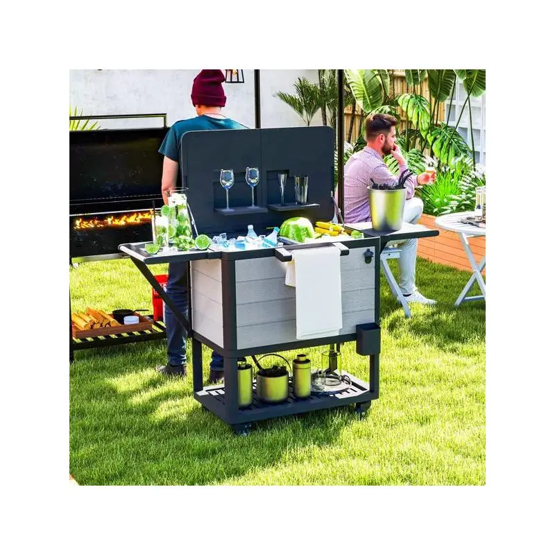 عربة معزولة محمولة للمشروبات والبقالة، مثالية للمناسبات الخارجية والنزهات، سهلة المناورة وخفيفة الوزن