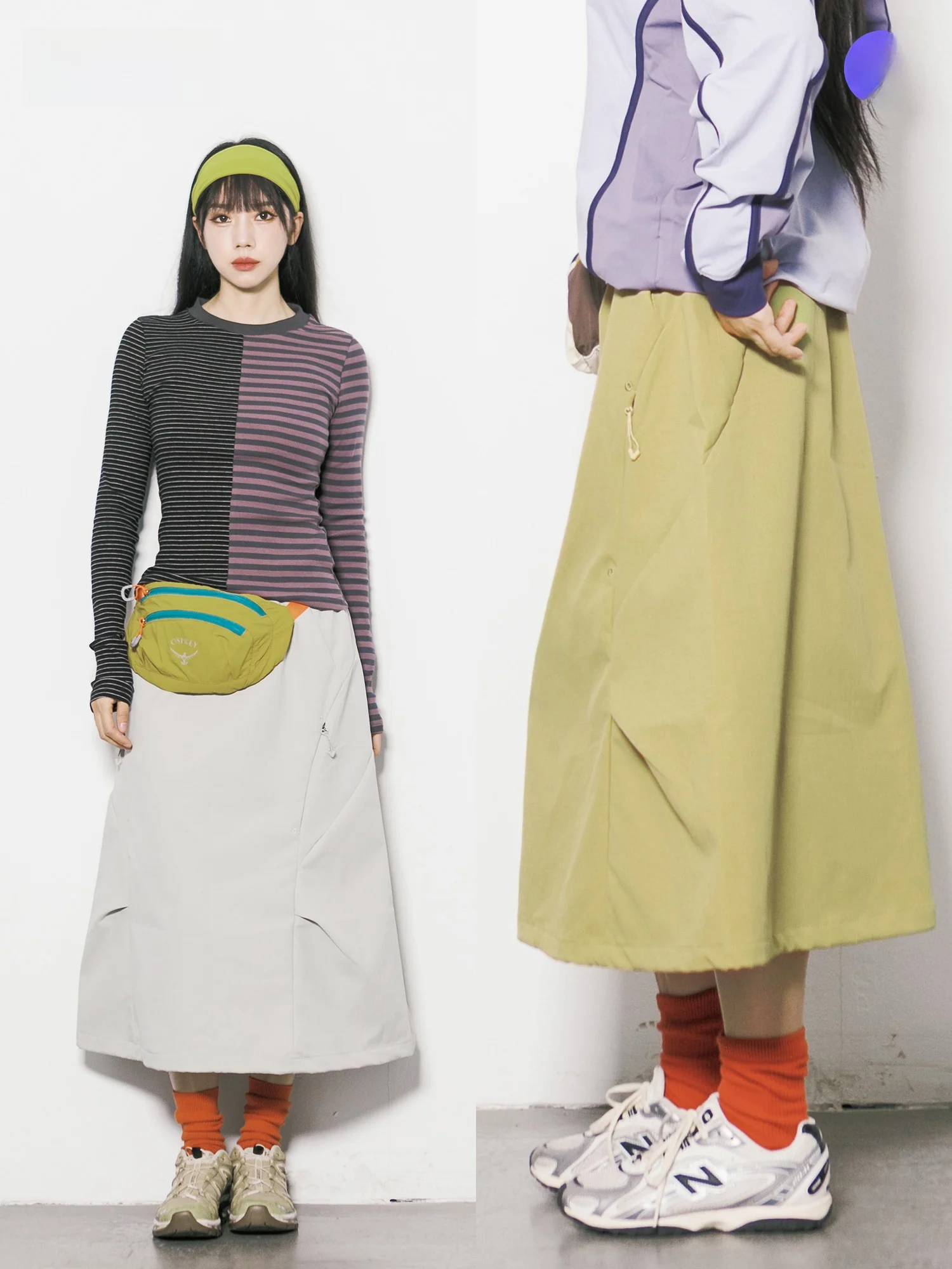 RCDB High Waist A-Line  Skirt Women's Windproof Outdoor Style Casual City Commute Skirt Polyester Fabric No 