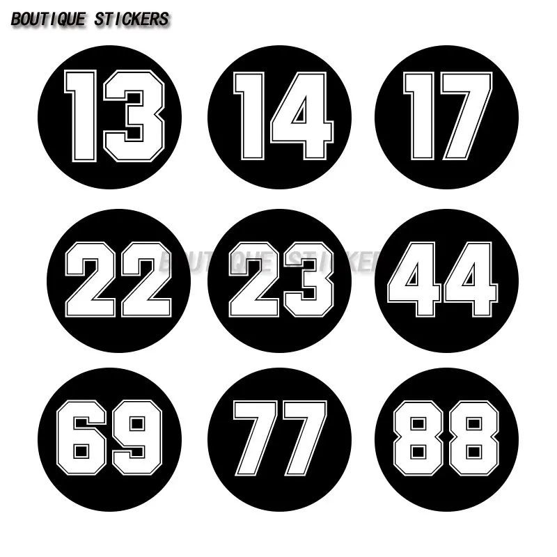 

Racing number 13 14 17 22 23 44 69 77 88 Car sticker Waterproof polyethylene sticker Circular motorcycle car sticker