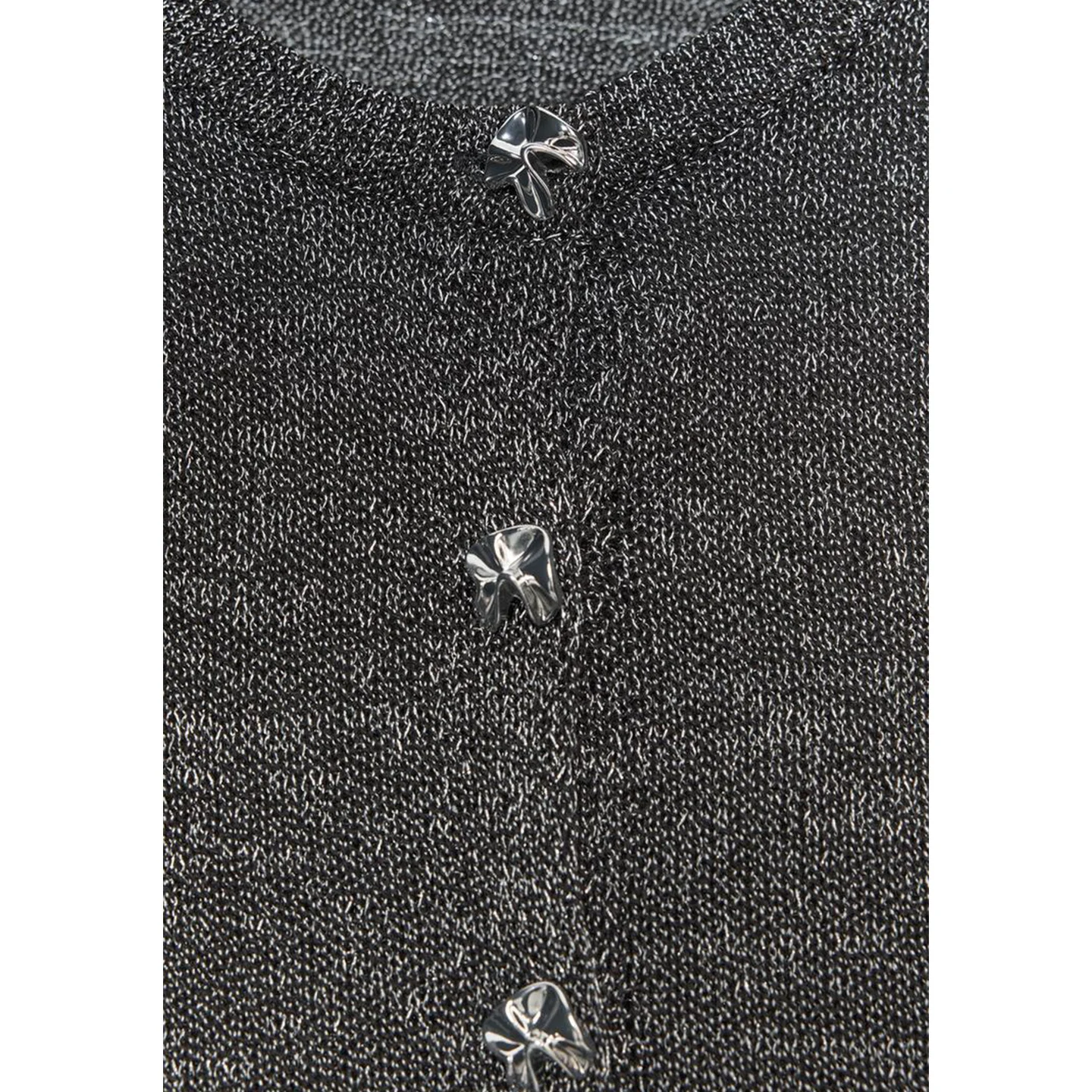 Otoño nuevo mujer redondo Ne Long Sve recto tejido línea de Metal botón cárdigan prendas de vestir exteriores Casual Sle fibra de poliéster