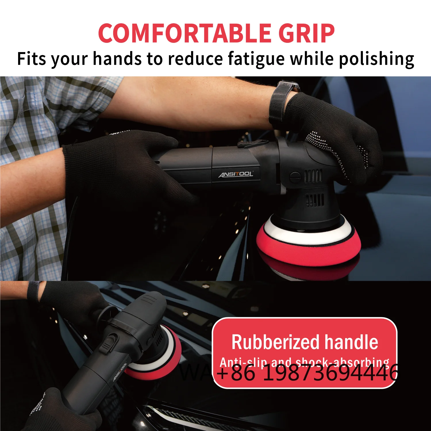 900W 9mm long-throw DA polisher, 5-inch upgraded orbital buffer for professional handheld car detailing polishing
