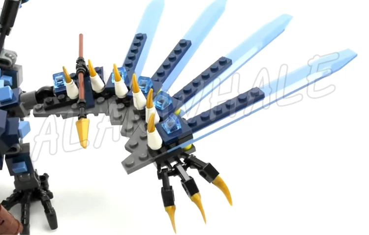 657 pz Shinobi Bule Saetta Drago Battaglia Argento Elicottero Poseable Ali 79141 Building Block giocattoli Compatibile Con Il Modello