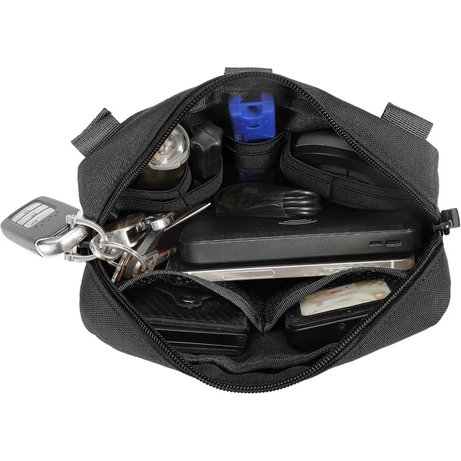 Custodia tattica Molle Admin Utility Borsa per attrezzi EDC tagliata al laser Le buste modulari orizzontali includono patch bandiera americana e portachiavi f