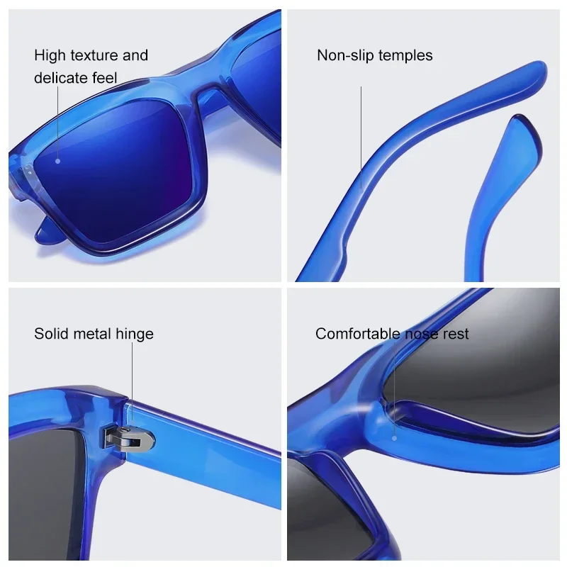 Fashion Women Luxury Big Brand Square Sunglasses Riding Fishing Ladies Retro Color One-piece Polarized Glasses UV400