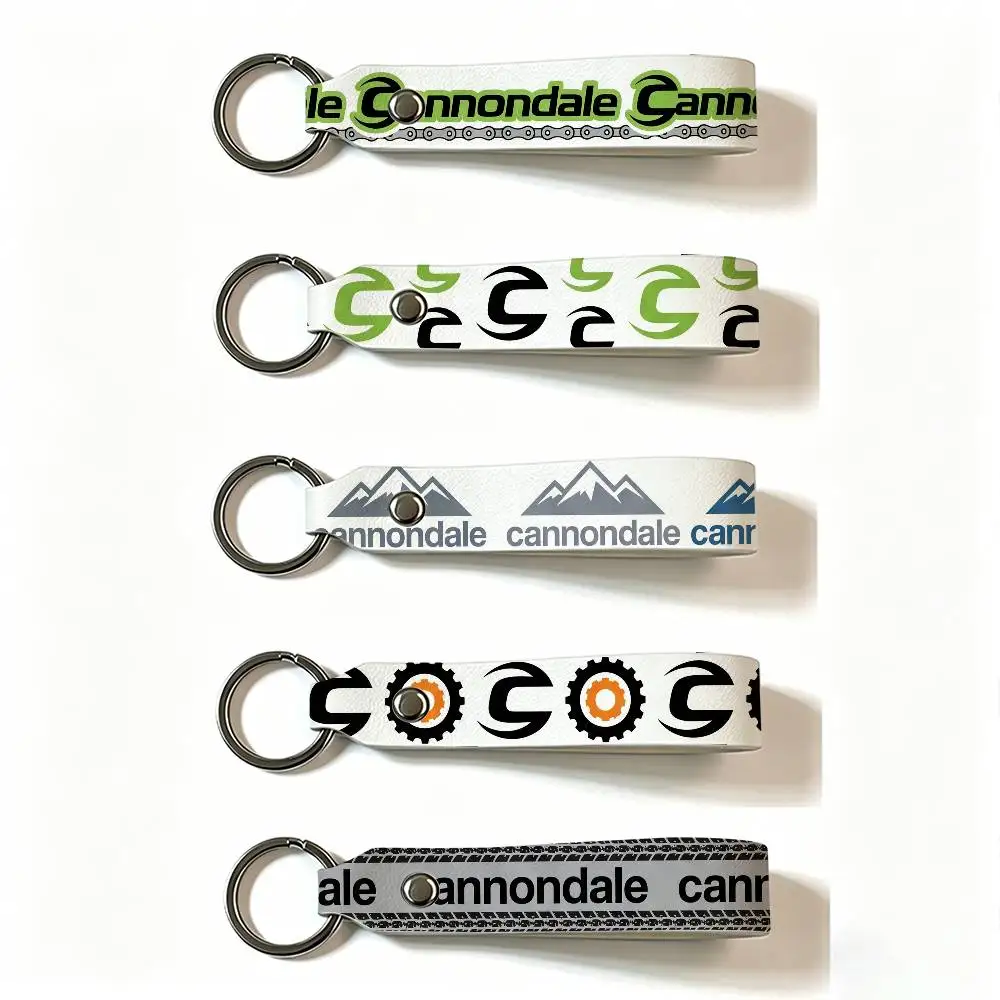 Motorcycle Cannondale PU Leather Keychain Minimalist Key Holder Durable Key Organizer Car Keys Bag Accessories Gift