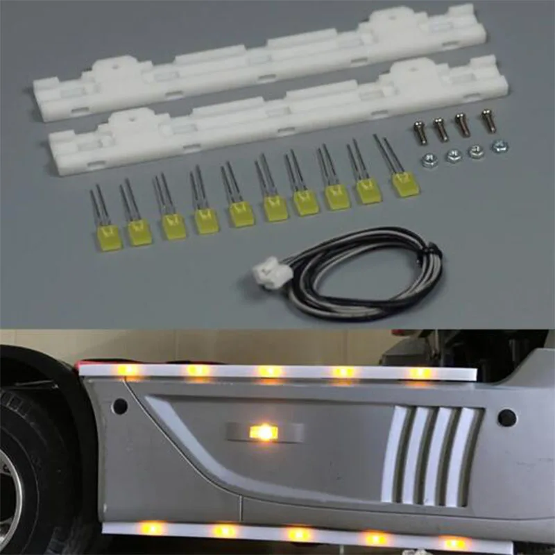 LED Light Side Skirt Lights Side Lamp Parts for 1/14 Tamiya RC Truck Tipper SCANIA 770S 56368 VOLVO ACTROS AROCS MAN