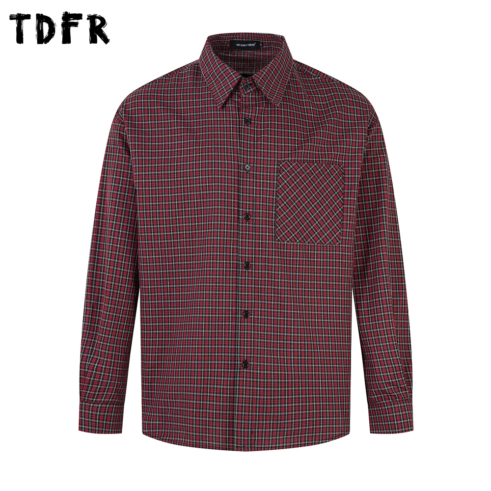 

Retro Checked Shirt Mens Autumn Casual Loose Single Breasted Cotton Lapel Long Sleeve Plaid Shirts Man