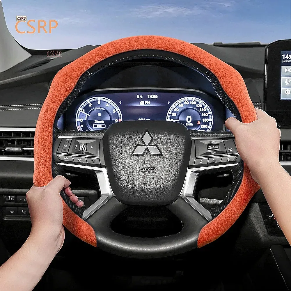 Suede Snap-On Steering Wheel Cover for Mitsubishi Outlander ASX RVR Eclipse Cross Non-Slip Durable
