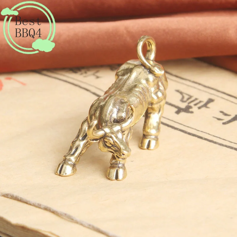 (BBQ4)Brass Bull Wall Street Cattle Sculpture Copper Cow Statue Mascot Exquisite Craft Ornament Office Business Gift
