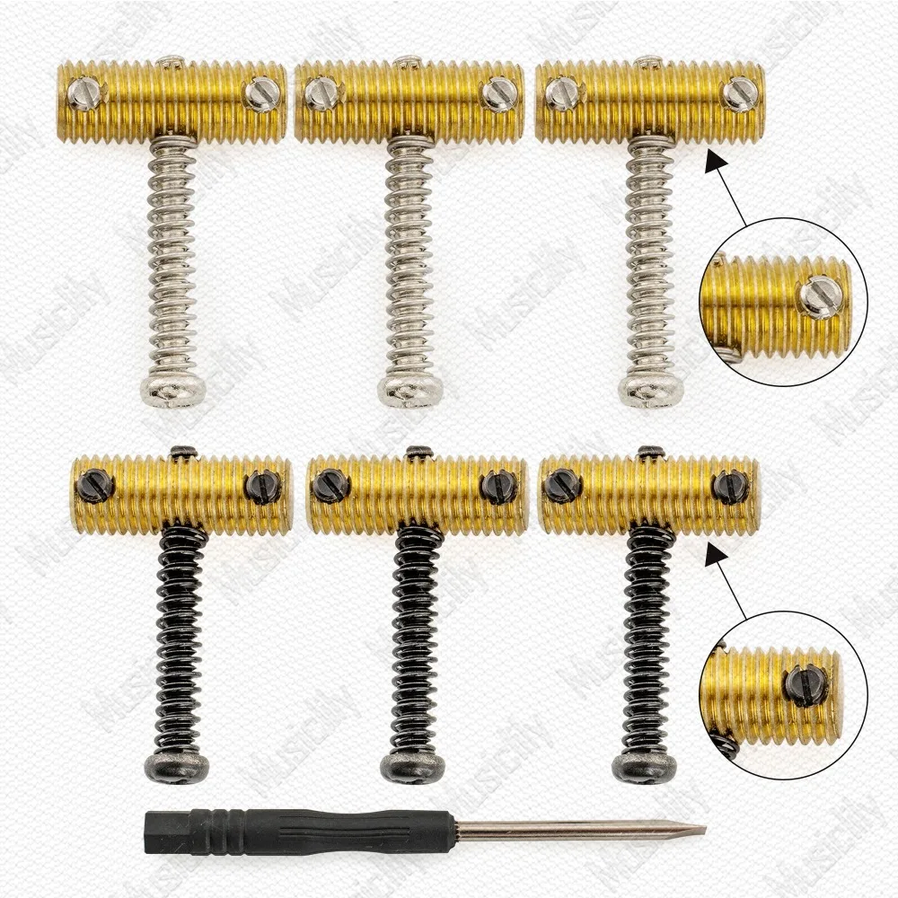 3Pcs Vintage 60s Tele Electric Guitar Bridge Saddles Brass Threaded Saddle Set with 10.8mm String Spacing Gold