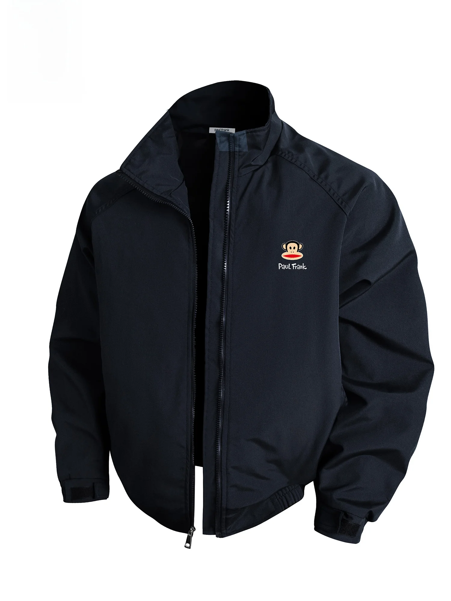 

PaulFrank Monkey American Sle Stand Collar Jaet Men's Loose Casual Print Winter Top Zipper Closure Long Sve Coat