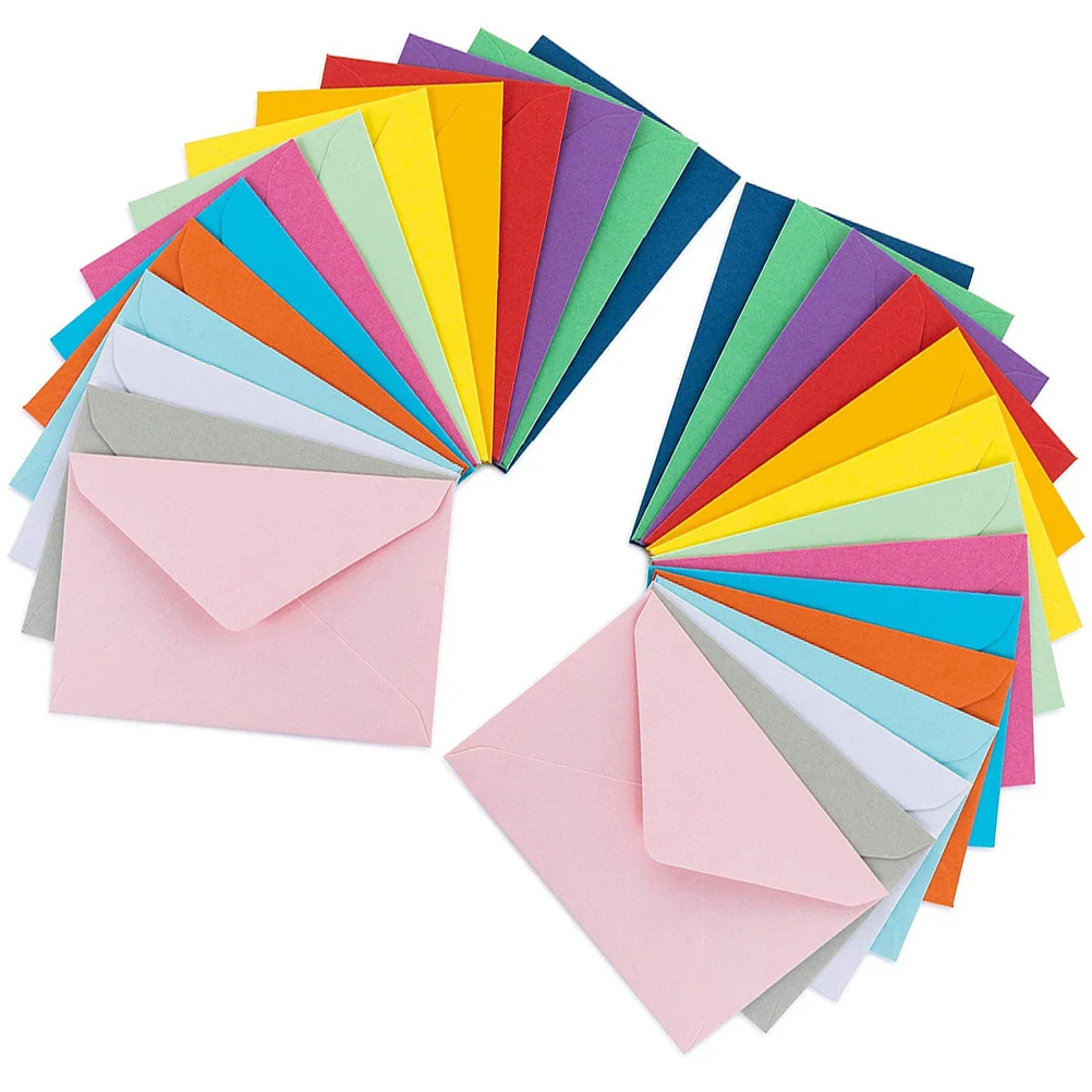 Envelopes coloridos para fotos e letras, cor sólida, solução de armazenamento durável e versátil, cores sortidas, 50pcs