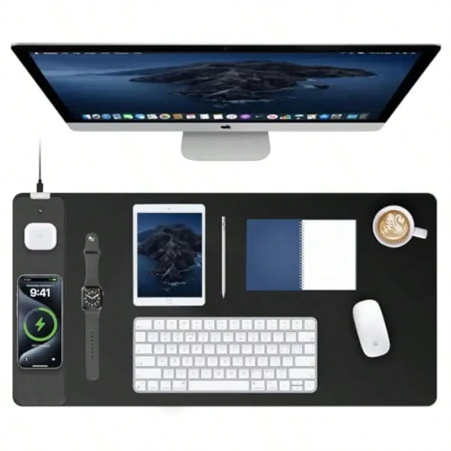 

Mouse Pad with 15W Fast Wireless Charging 31.5"x15.75" XXL Large Gaming Waterproof Desk Pad with Ultra-Smooth Surface Non-Sli