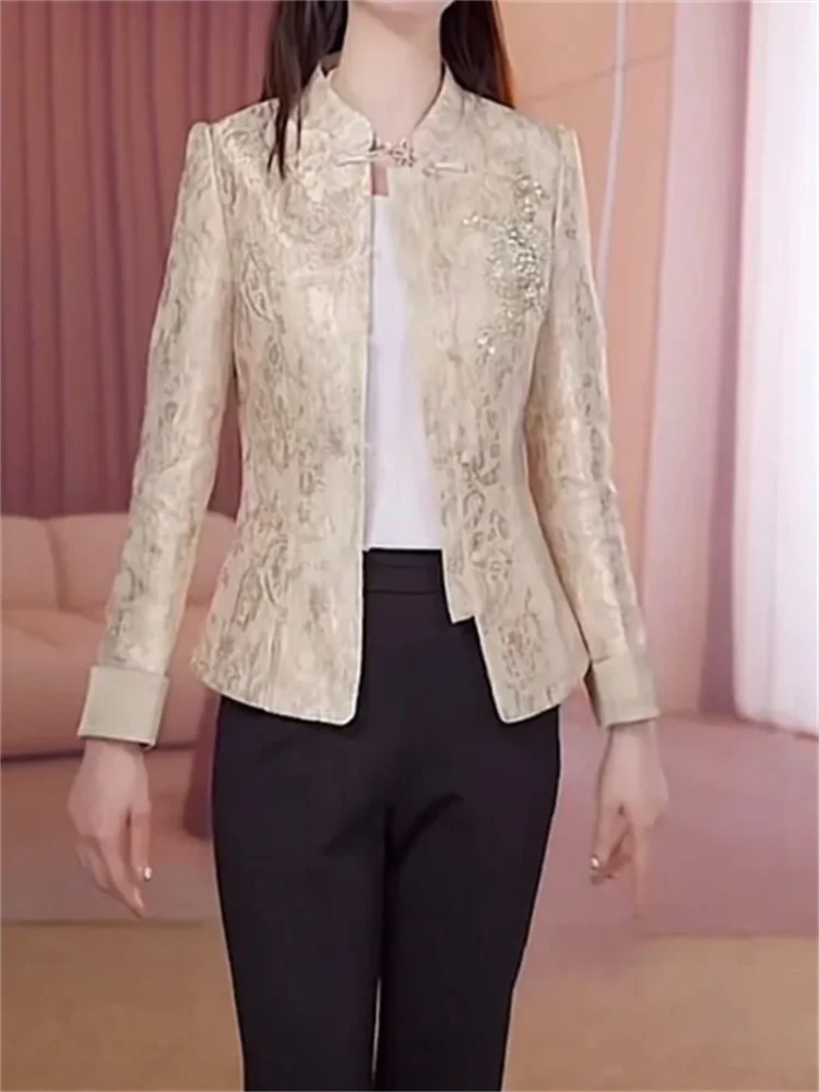 High End Suits Coat Women's Blazers Chinese style Retro Coats Casual Spring Autumn Woman Clothes Coats Short Outwear Jacket